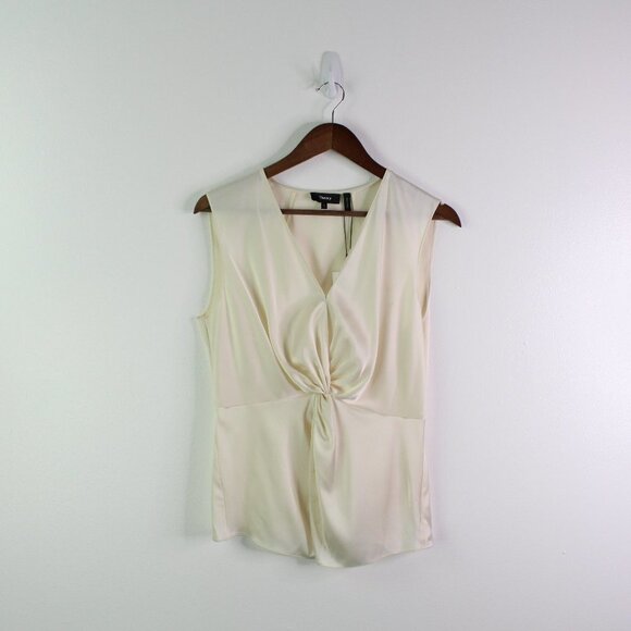 Theory Twist Front Soft Satin Top in Rice 6 - Picture 2 of 11